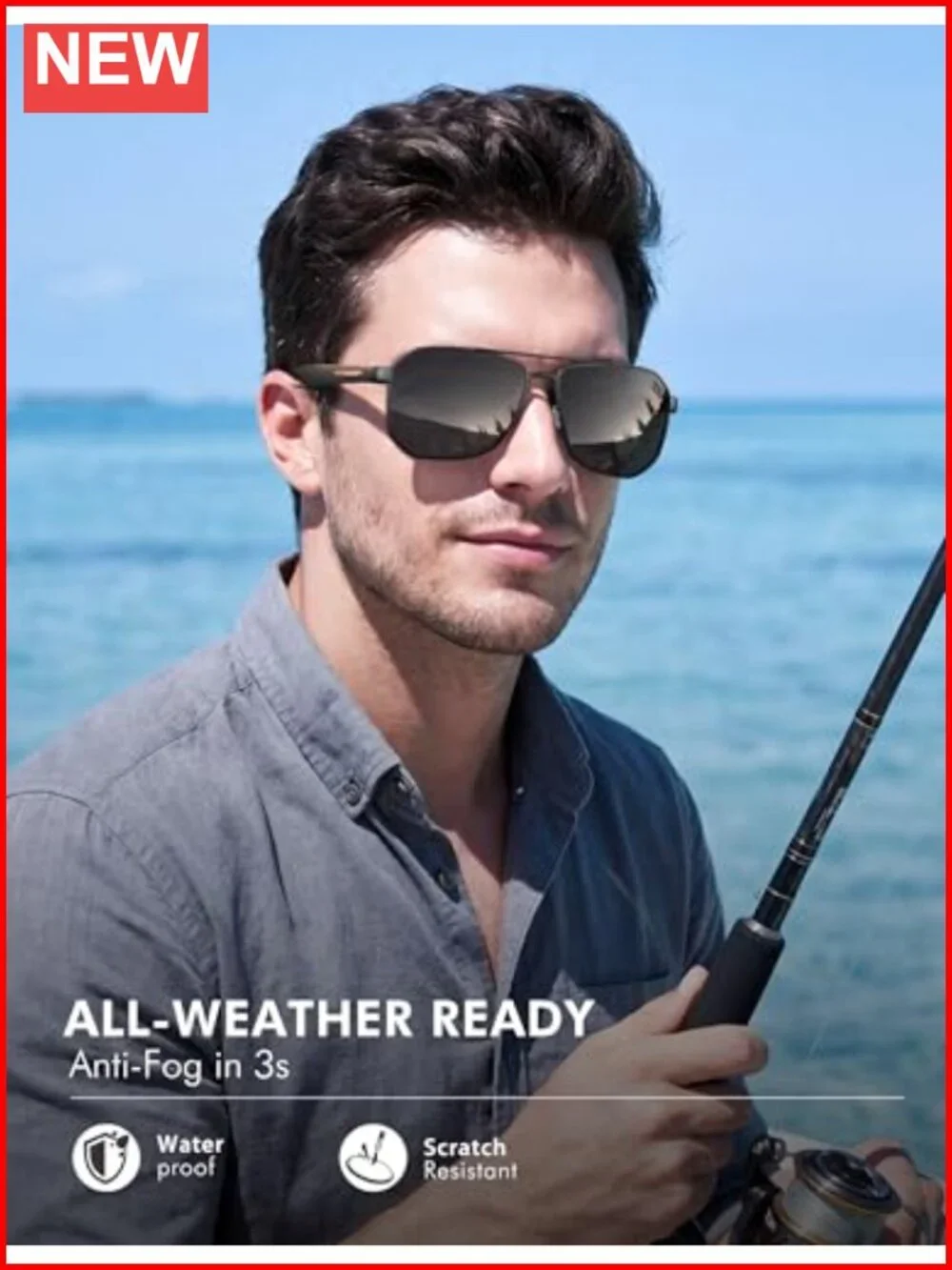 Polarized Square Polygon Aviator Sunglasses UV400 with Gift Box